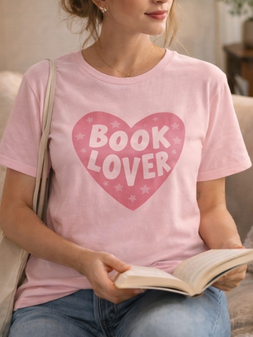 Pippi Post Book Lover Pink Graphic Tee XS NWT Organic Cotton